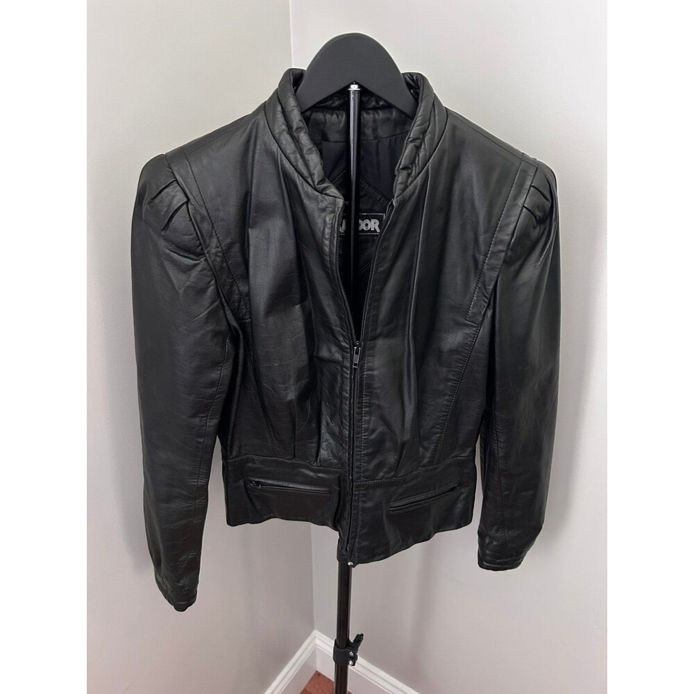 Vintage Foxmoor Genuine Leather Jacket Black Moto 80s 90s Size 9/10